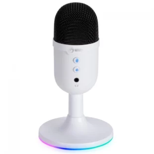 Microfone Marvo, RGB, USB, Branco