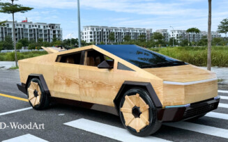 Cybertruck da Tesla de madeira
